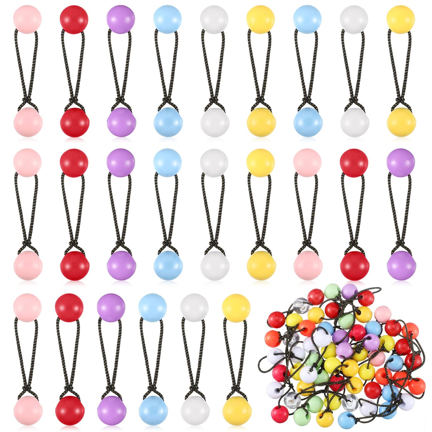 Jutom 24 Pieces Hair Ties 20Mm Hair Balls Bubble Ponytail Holders For Girls Double Bead Bubble Hair Ties Colorful 80S 90S Hair E