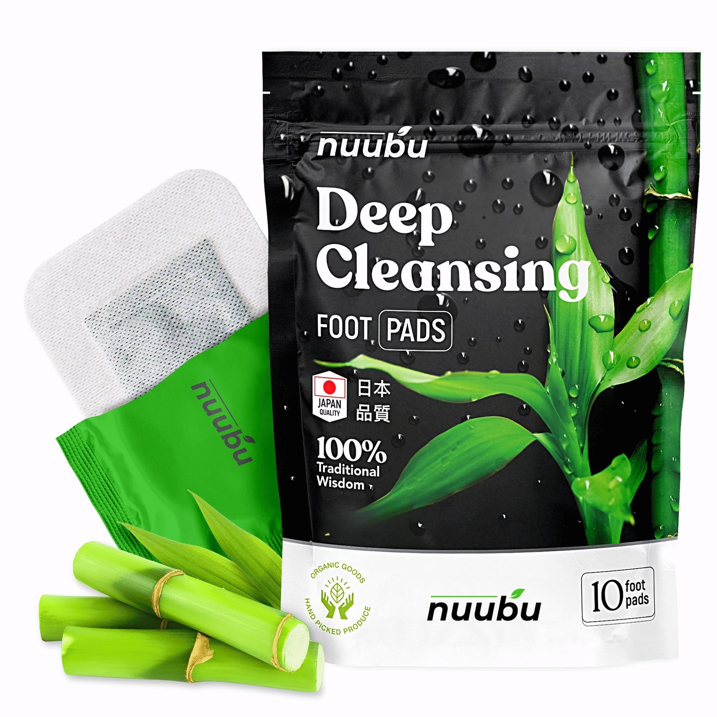 Nuubu | Deep Cleansing Foot Pads For Better Sleep & Foot Care | Premium Japanese Organic Foot Pads With Ginger Powder (10 Pc)