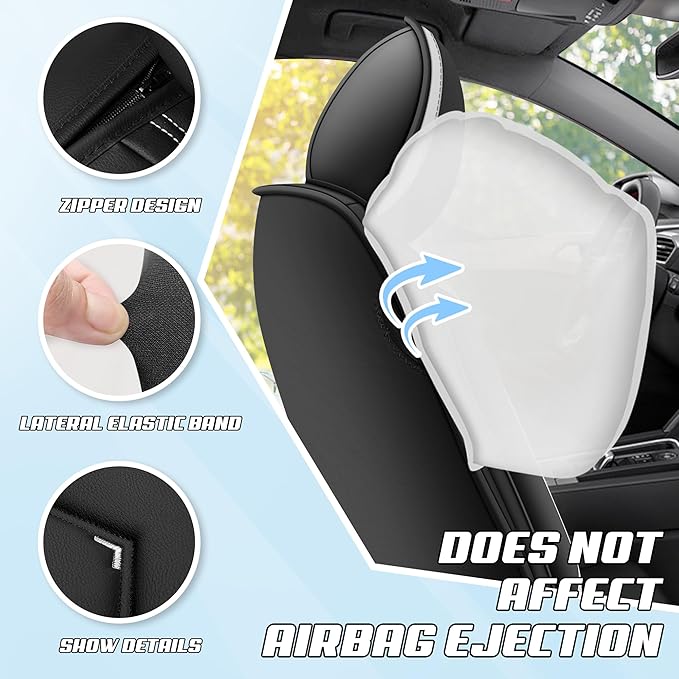 Car Seat Covers Fit for Toyota rav4 2000-2026, Stylish Sport Seat Covers, Waterproof Wear-Resistant Premium Nappa Leather Car Seat Cover.(2 Pcs Front with Pillow/Black White)