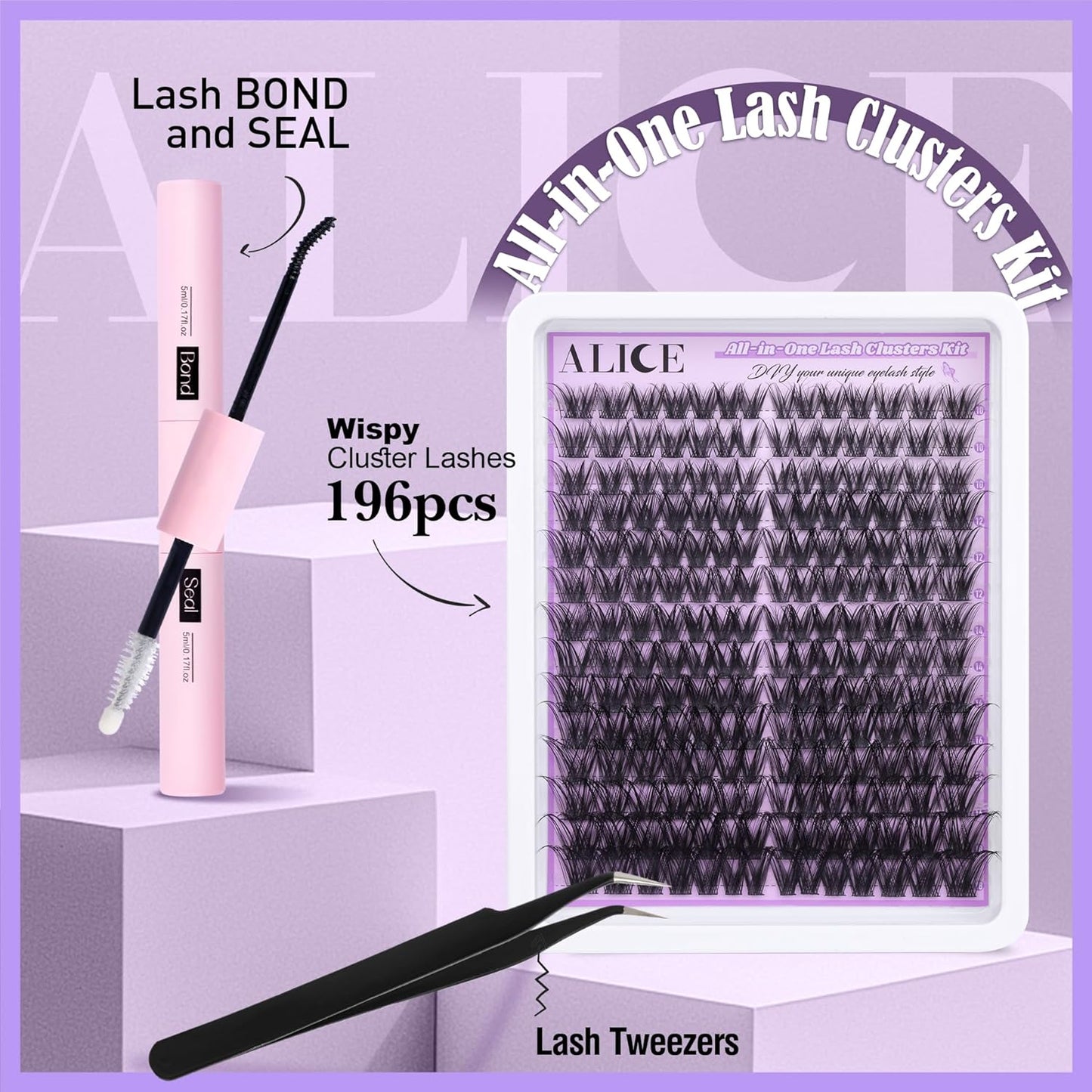 Natural Wispy Cluster Eyelash Extensions | Waterproof DIY Lashes | 224 Pcs