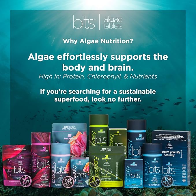 BEAUTYbits - Organic Spirulina Tablets - Algae Superfood - Collagen, Protein, Chlorophyll - Hair, Nails, & Skin Care - Vegan, Keto, Gluten Free - Self Care - Skincare Beauty Gifts - 360 Tablet Can