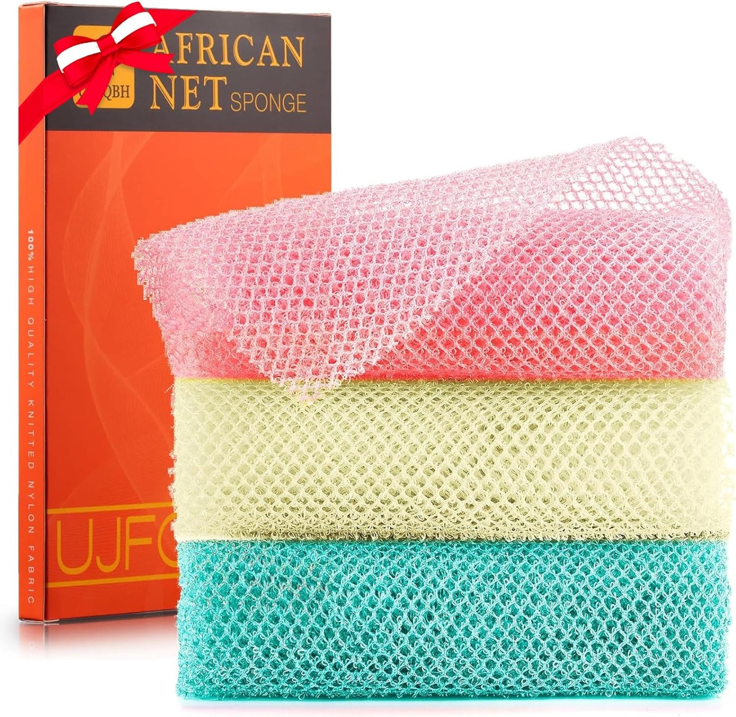 Exfoliating African Bath Sponge Set – 6 Colorful Net Scrubbers for Daily Use