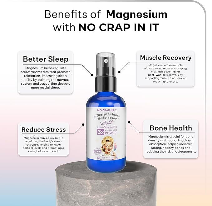 Magnesium Spray, Triple Action!- Spray Your Way to Wellness | Immediate Relief with Our Unique Magnesium Glycinate, Magnesium Citrate, Magnesium Chloride Blend Spray (Light)