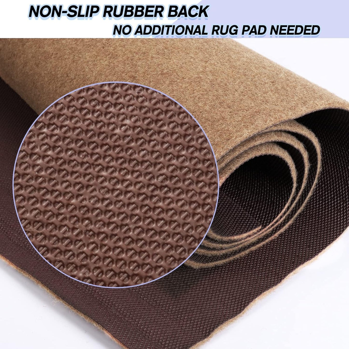 Custom Size Backed Non-Slip Area Rugs Runner, Easy Clean, Waterproof Runner Rugs for Hallway Entryway, Kitchen, Laundry, 4FT x 43FT, Beige