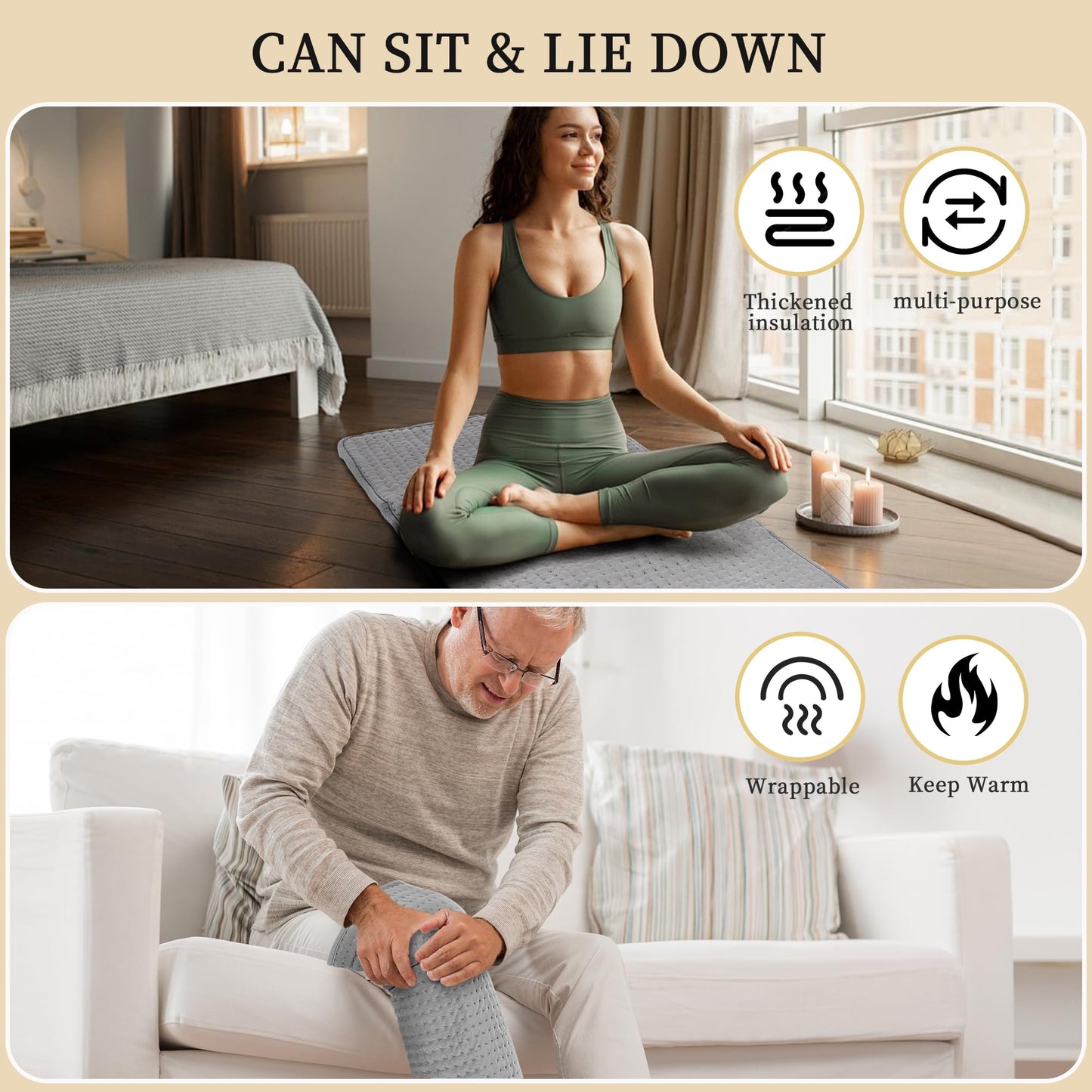 Large Heating Pad,TOPSOSO 20"x40" Extra Large Heating Pad for Back Pain Relief Electric Heating for Period Cramps Shoulders Pain Relief Moist/Dry Heat 10 Heat Setting Auto Shut Off Gift for Women Men