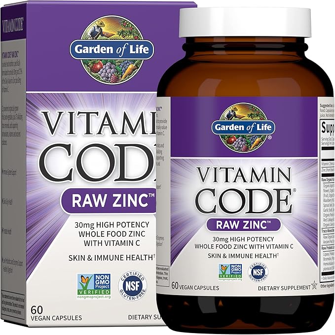 Vitamin Code Healthy Blood 60ct Capsules & Zinc Supplements 30mg High Potency Raw Zinc and Vitamin C Multimineral Supplement
