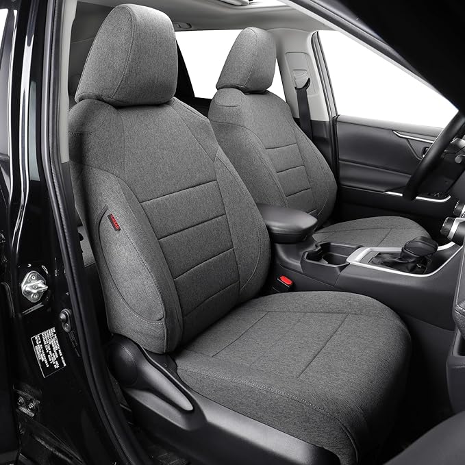 coverdream 2026 Rav4 Seat Covers Custom Fit for 2026 Toyota Rav4 Hybrid (LE,XLE Premium) SUV,Full Set Polyester Car Seat Protector Grey