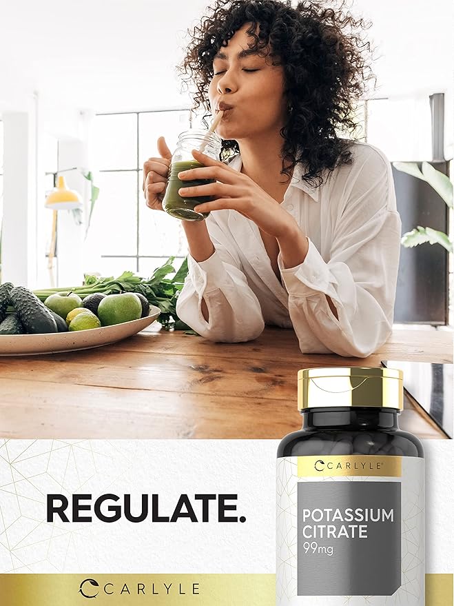 Carlyle Potassium Citrate Supplement | 99mg | 200 Capsules | Non-GMO and Gluten Free