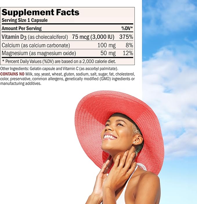 ANDREW LESSMAN Vitamin D3 3000 IU 180 Capsules - High Potency, Essential for Calcium Absorption, Supports Bone Health, Healthy Muscle Function, Immune System, More. Small Easy to Swallow Capsules