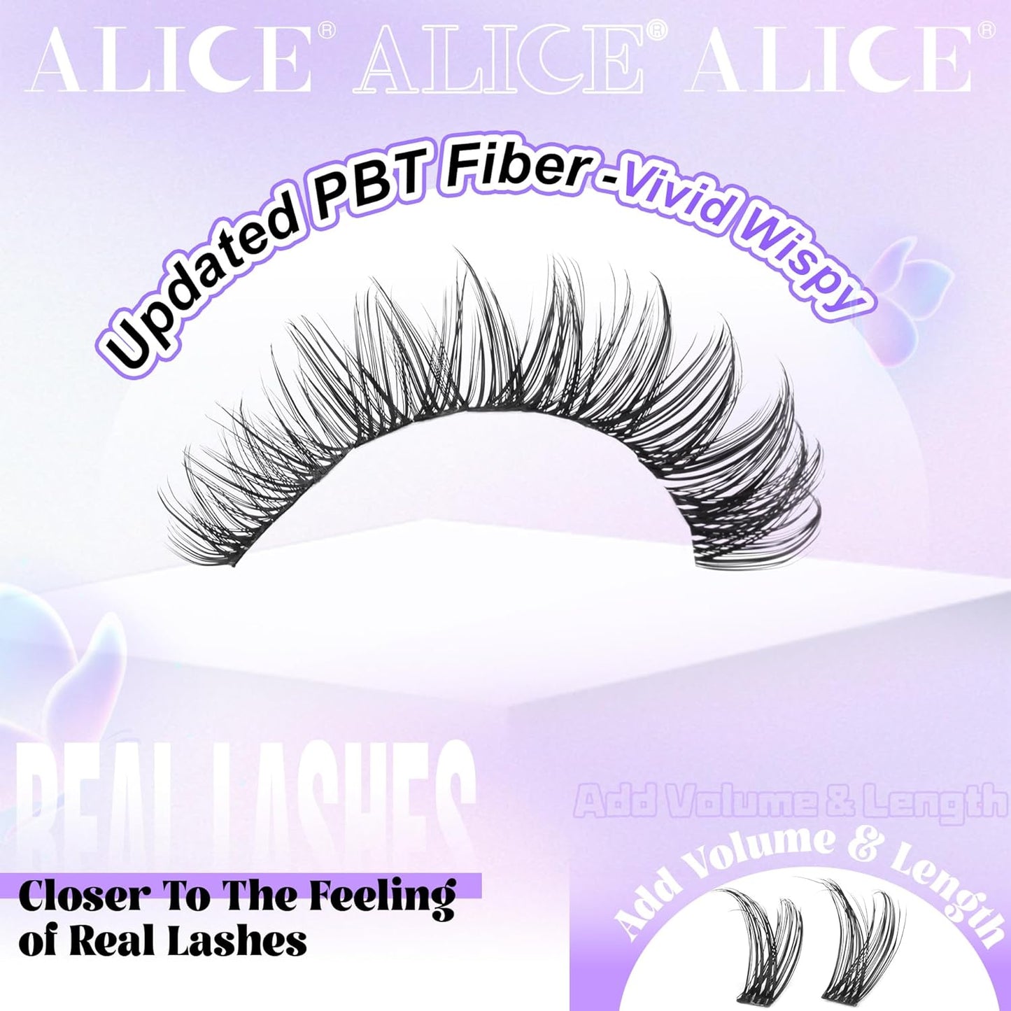 ALICE Wispy Lash Clusters | 168 Pcs | 10-18mm Natural Volume Extensions