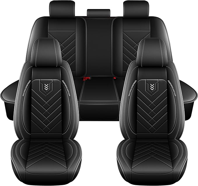 AOMSAZTO Car Seat Cover for Chevrolet Chevy Equinox 2007-2025 2026 Full Set, Leather Car Seat Protector Waterproof, Non Slip Car Seat Cushion, Interior Seat Covers Automotive Accessories - Black