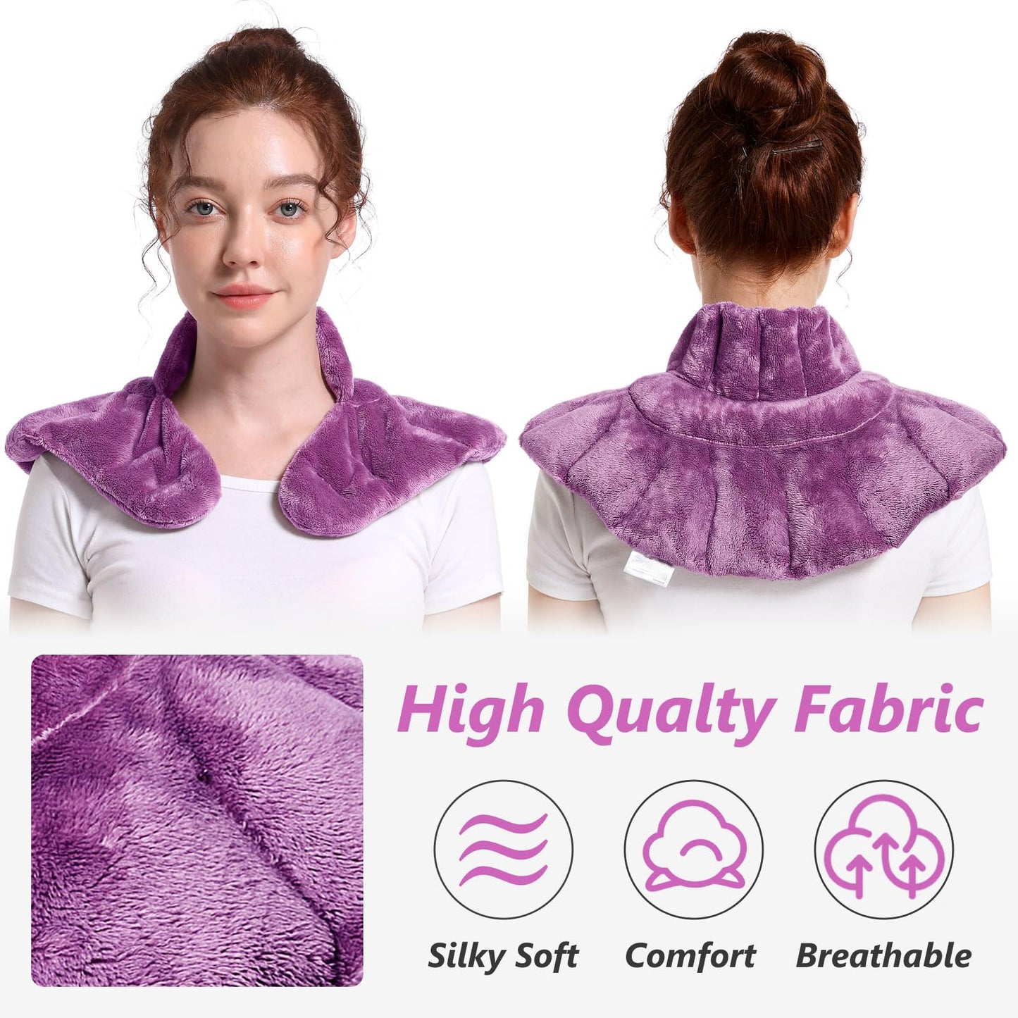 Heating pad Microwavable with Washable Cover 6 * 12" Microwave Moist Heat Pad for Neck Shoulder, Cramps, Back Pain Relief, Warm Compress Rice Bean Bag Hot Pack for Muscles, Joints, Lavender