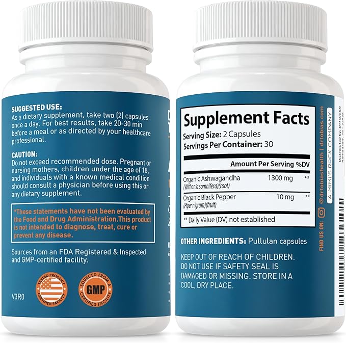 Dr. Tobias Saw Palmetto Supplement and Ashwagandha Capsules, Support Hormonal Health for Women & Men, Resilience & Balance Supplements, Non-GMO