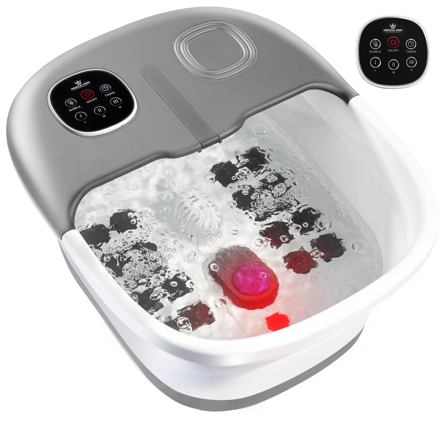 Medical King Foot Spa With Heat And Massage And Jets Includes A Remote Control A Pumice Stone Collapsible Foot Spa Massager With
