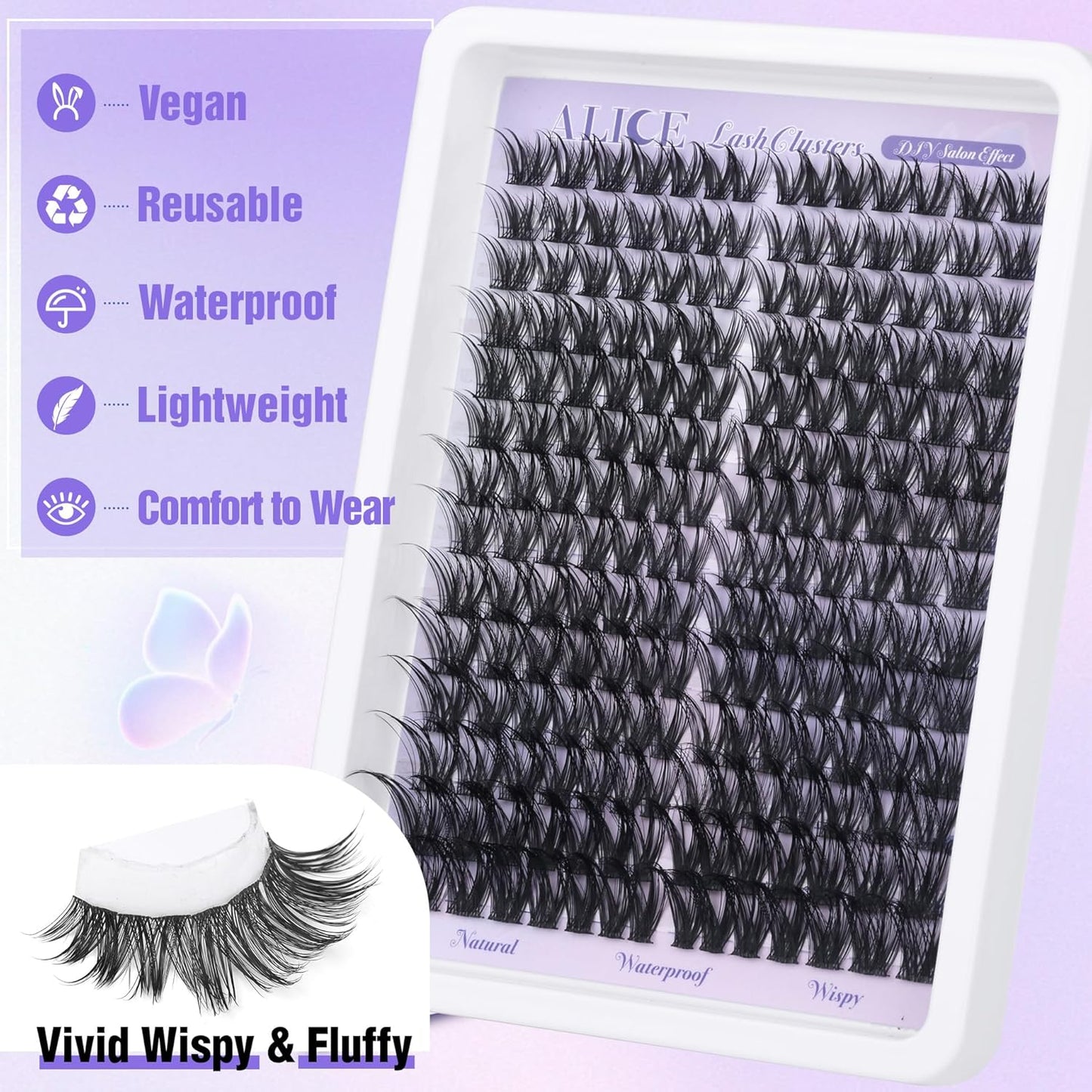 Natural Wispy Lash Extension Kit | 140pcs Clear Band Cluster Lashes for DIY
