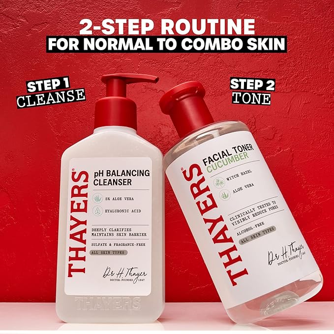 THAYERS Alcohol-Free, Hydrating Cucumber Witch Hazel Facial Toner with Aloe Vera Formula, Vegan, Dermatologist Tested and Recommended, 12 Oz (Packaging May Vary)
