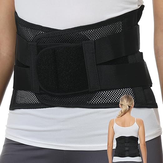 NeoTech Care Adjustable Double Pull Lumbar Brace/Lower Back Belt (Grey, Size XL)