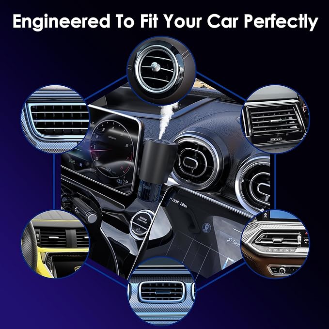Car Air Freshener, 5 Scents, 10 Refills, Smart car Air Freshener for Vent Clips, Auto On/Off, Three Spray Modes, Car Fresheners Long Lasting (2Pack)