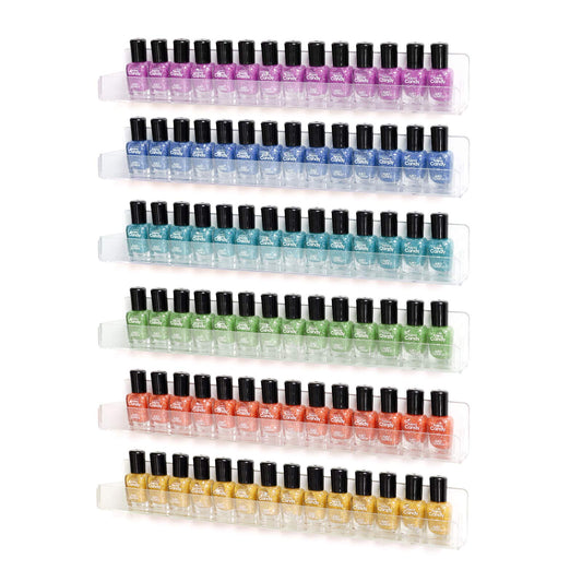 Btremary Acrylic Nail Polish Wall Mounted Holder Paint Organizer Storage Rack Clear 6 Pack Hanging Nail Polish Shelf Floating Wa