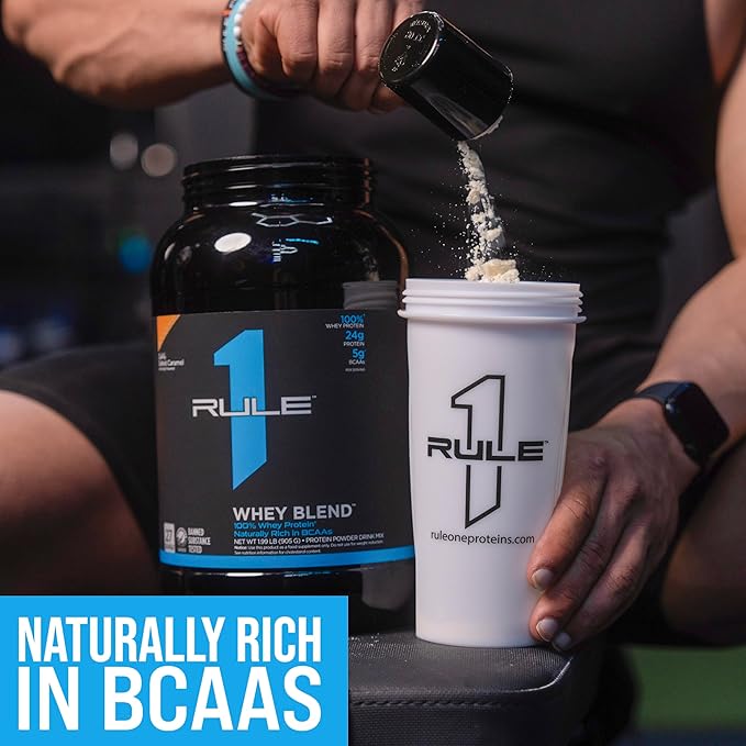 Rule One Proteins, R1 Whey Blend - 24g Fast-Acting Whey Protein Concentrates, Isolates, and Hydrolysates Per Serving, with Naturally Occurring EAAs and BCAAs (10 Pounds*, Vanilla Ice Cream)