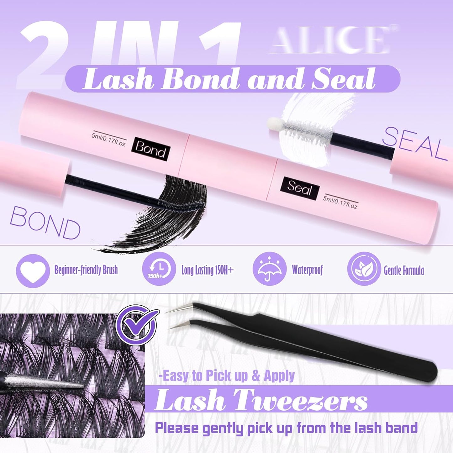 ALICE DIY Eyelash Extension Kit | 196pcs Natural Wispy Clusters | 10-18mm