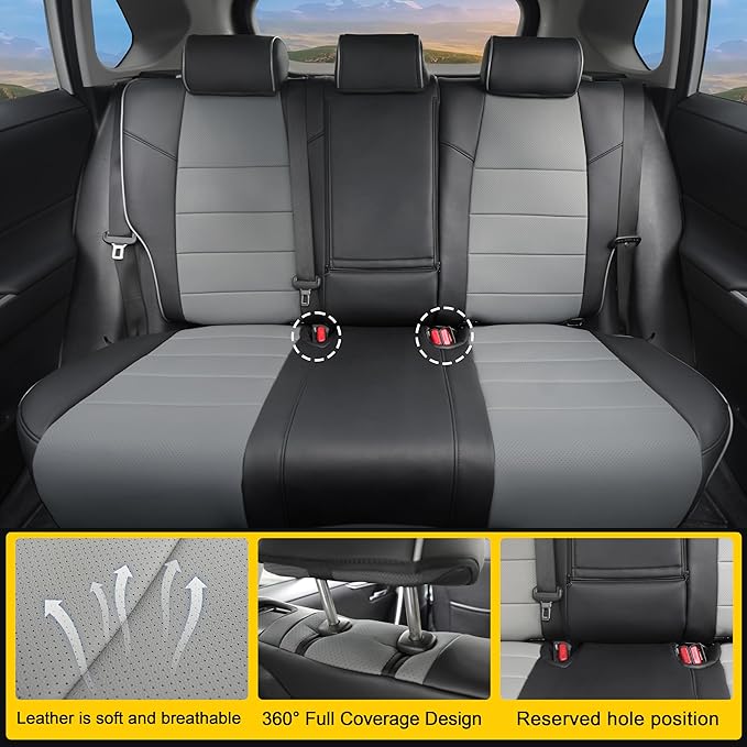 Lolcar Rav4 Seat Covers Custom Fit for Toyota RAV4 Adventure,TRD-Off Road 2019 2020 2021 2022 2023 2024, Leather Truck Seat Cover Full Set for SUV,Faux Leather(Black/Gray)