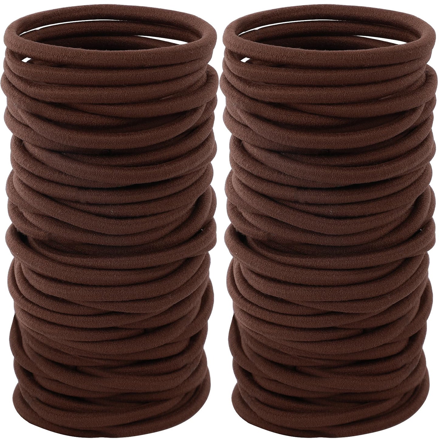 Sderoq 100Pcs Hair Bands, 4Mm Large Ponytail Holders, Brown - 2 Inch In Diameter Rubber Bands For Medium To Thick Hair, Curly Ha