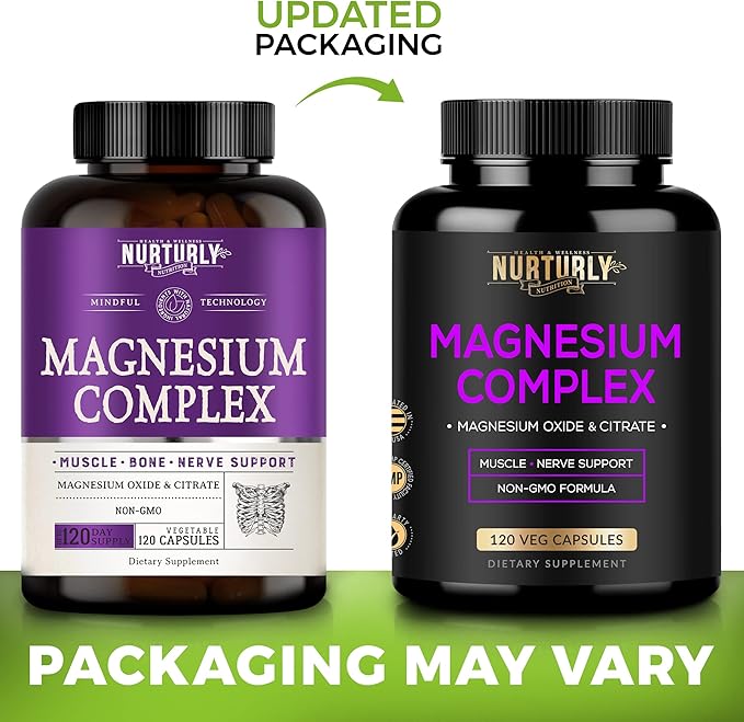 Magnesium Citrate & Oxide 500mg Complex Supplement - High Absorption Maximum Strength - Helps Support Bone Density and Strength, Muscles, Energy and Sleep - 240 Vegan Capsules
