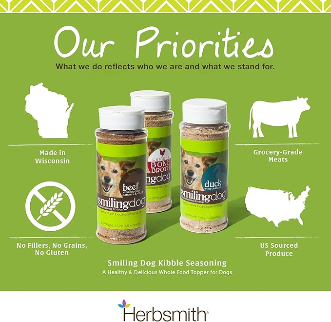 Herbsmith Kibble Seasoning – Freeze Dried Beef – Dog Food Topper for Picky Eaters - 4.5oz