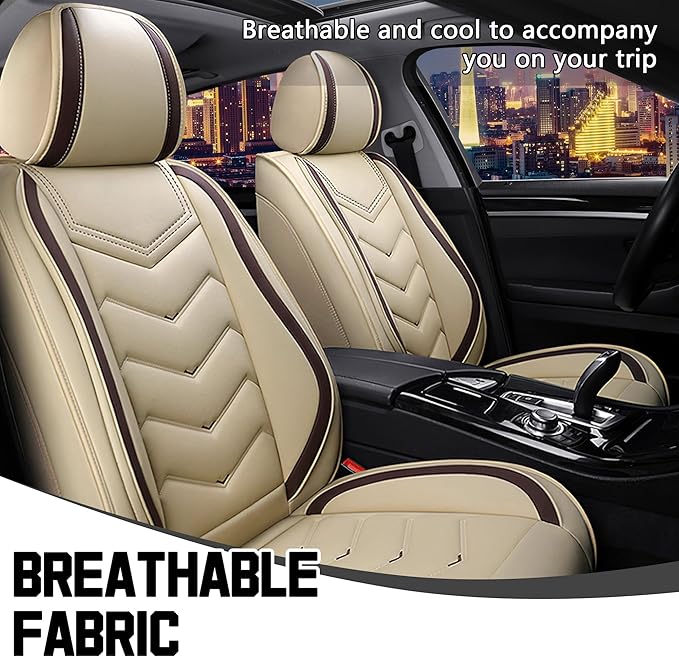 CTDS Car Seat Covers for Nissan Pathfinder 2000-2026, Stylish Sport Seat Cover, Premium Nappa Leather Car Seat Cover. Automobile Seat Covers Sets.(Standard 2 Seats/Beige)