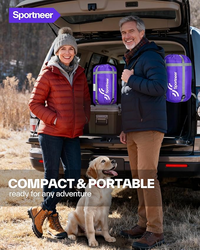 Sportneer Wearable Sleeping Bag for Adults & Kids – Walkable with Arm Zippers, Warm Weather & Cold Waterproof, Compact for Camping, Stadiums, Travel, Backpacking & Car Use