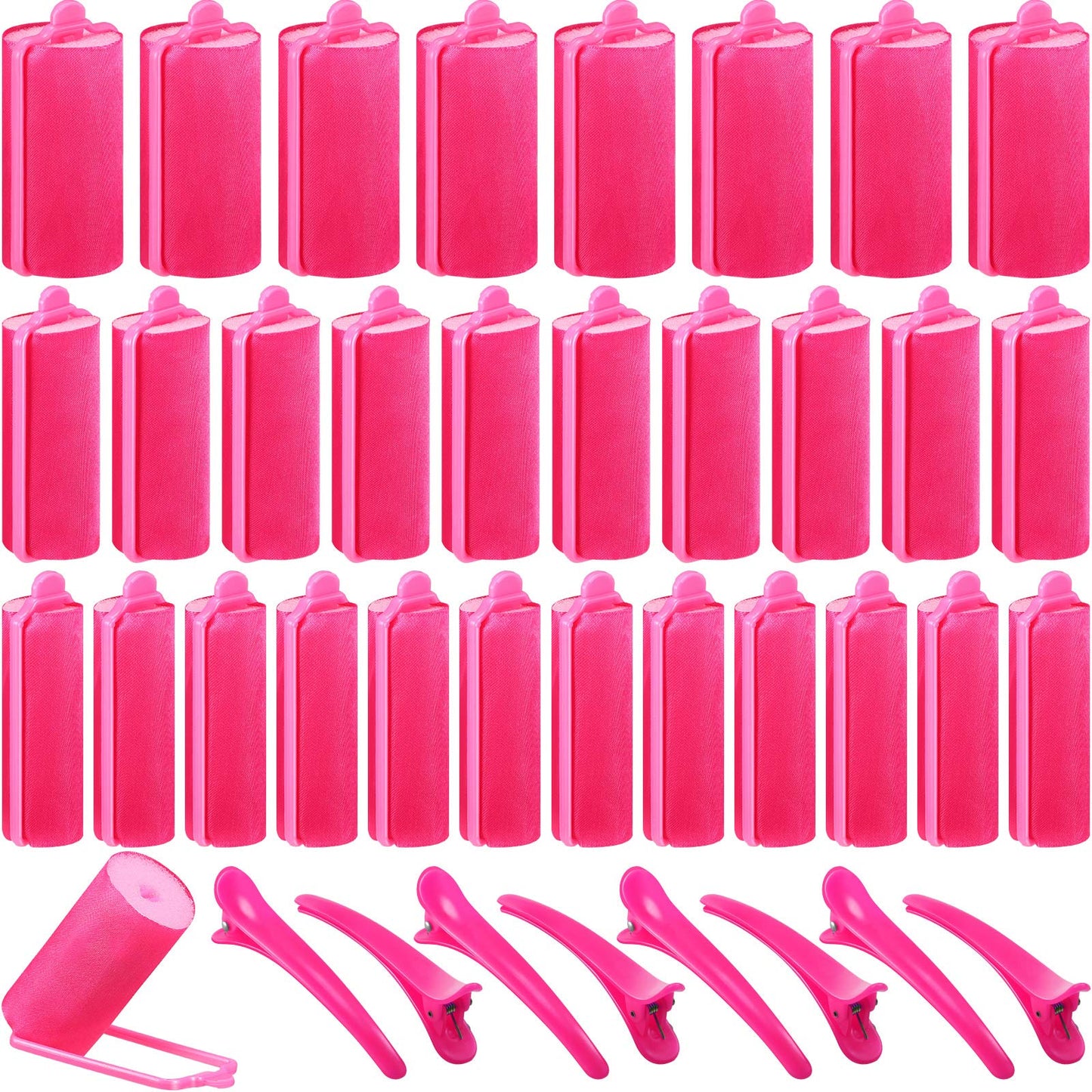 40 Pieces Sponge Hair Rollers Satin Rollers For Black Hair, Silk Rollers Foam Hair Rollers Hair Curlers With Duck Teeth Hair Cli