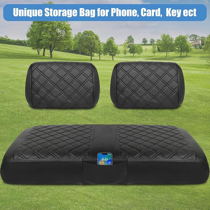 Club Car DS Pre-2000 Seat Cover, Golf Cart Front Seat Cover Fit For Club Car DS 1982-2000 OEM Ordinary Seat Cushion, Concave and Convex Design Appearance, Thick Vinyl Leather Comfortable/Breathable
