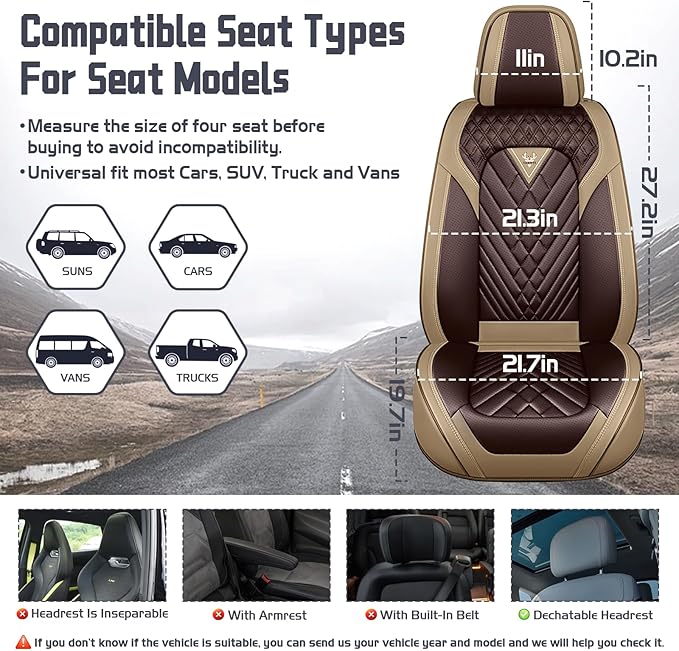 Truck Seat Covers for Ford Ranger 2019-2026, Waterproof Premium Leather Full Coverage Car Seat Cover, Muscle Sport Style Auto Interior Seat Cover Sets (Full Set/Brown Coffee)