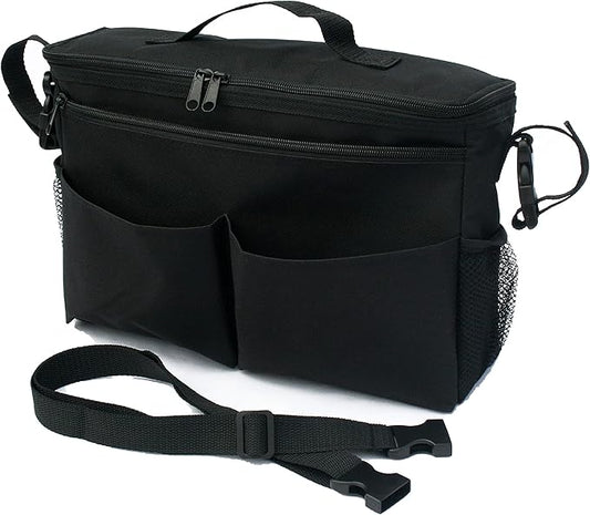 J.L. Childress Cool 'N Cargo Stroller and Wagon Cooler and Organizer - Universal Fit - Insulated - Attaches to Strollers, Wagons, Walkers and Wheelchairs - Large Capacity - Black