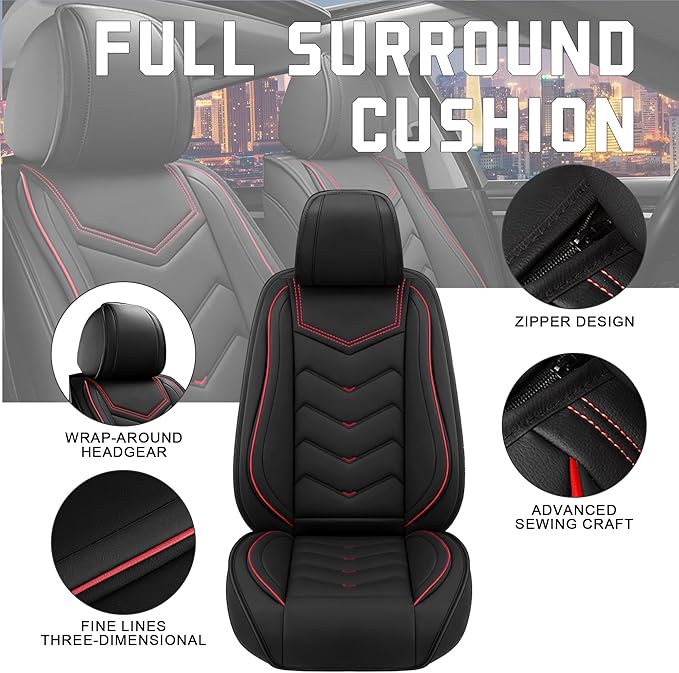 CTDS Car Seat Covers for Honda HR-V 2016-2026, Stylish Sport Seat Cover, Premium Nappa Leather Car Seat Cover. Automobile Seat Covers Sets.(Standard 2 Seats/Black)