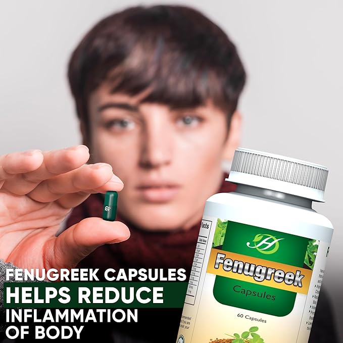 Fenugreek Capsules 60 Capsules | 100% All Natural Capsules Vegetarian Daily Supplement Beneficial