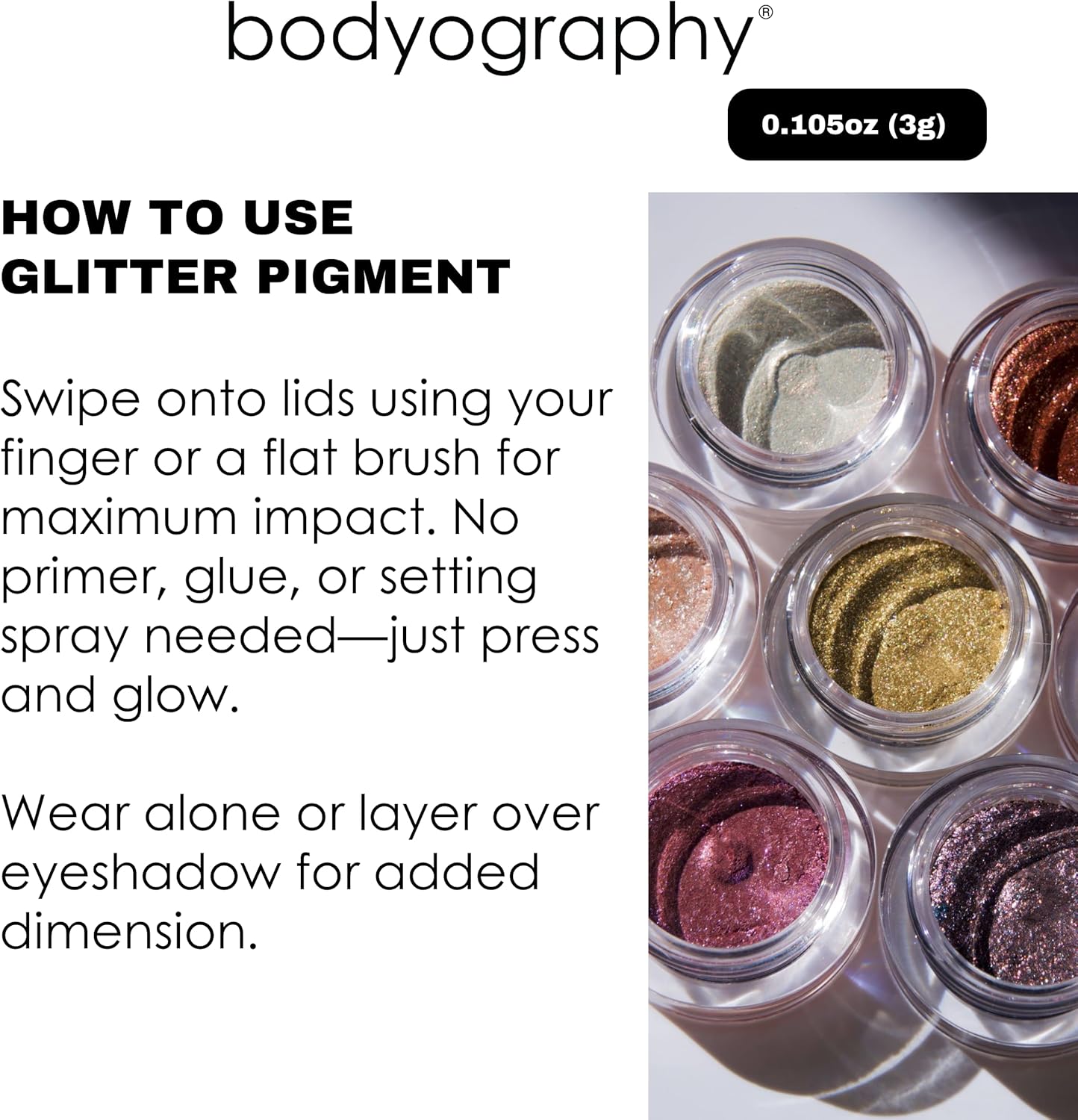 Bodyography Glitter Pigment - Sparkler Peach Gold for Women - 0.105 oz Eye Shadow
