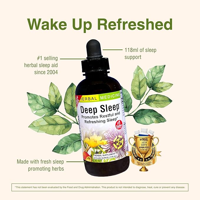 Herbs Etc. Deep Sleep Classic Liquid Extract - Herbal Supplement for Natural & Gentle Sleep Support - Restful Sleep Supplement with Passionflower, Chamomile & Lemon Balm - 4 fl oz (157 Servings)