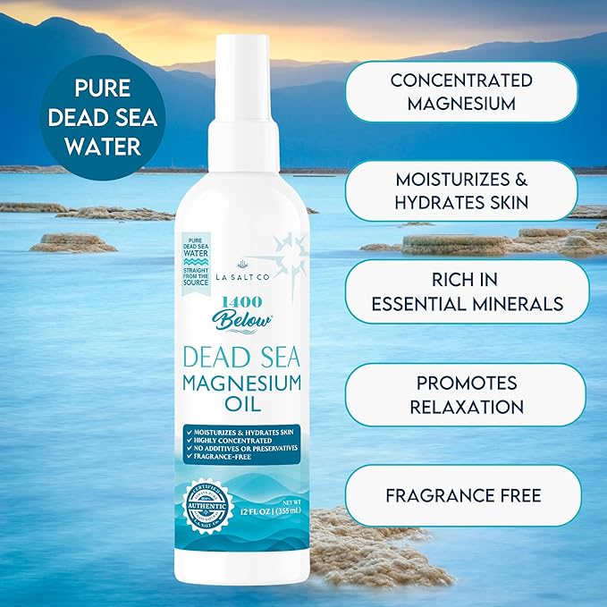 Pure Magnesium Oil Spray, Imported from The Dead Sea, 12 Oz, Pure Magnesium Chloride, Topical Use for Skin Application
