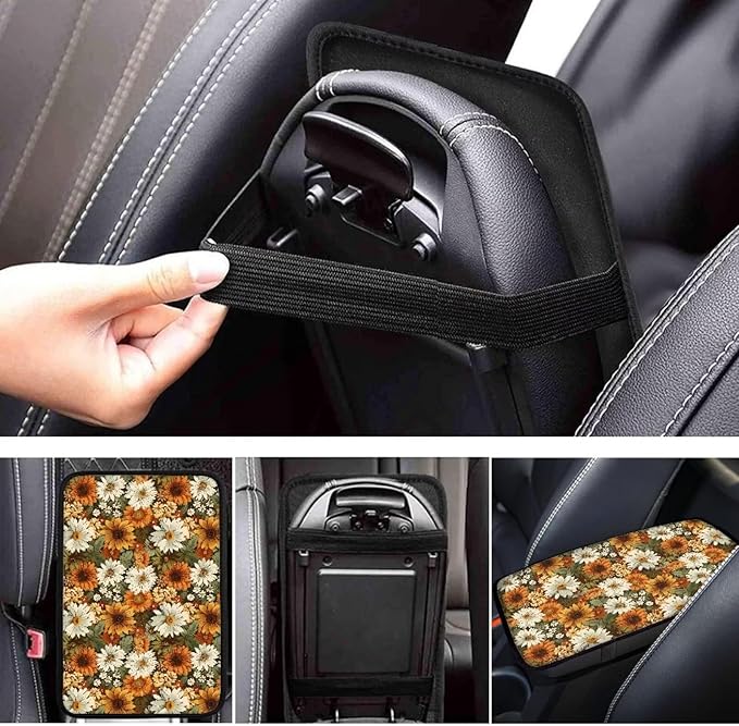 Cute Floral Arm Rest Cushion Pads for Vehicle Arm Rest Cushion Pads Anti-dust Dog & Cat Paws Protector Universal Fit for SUV/Truck/Vehicle