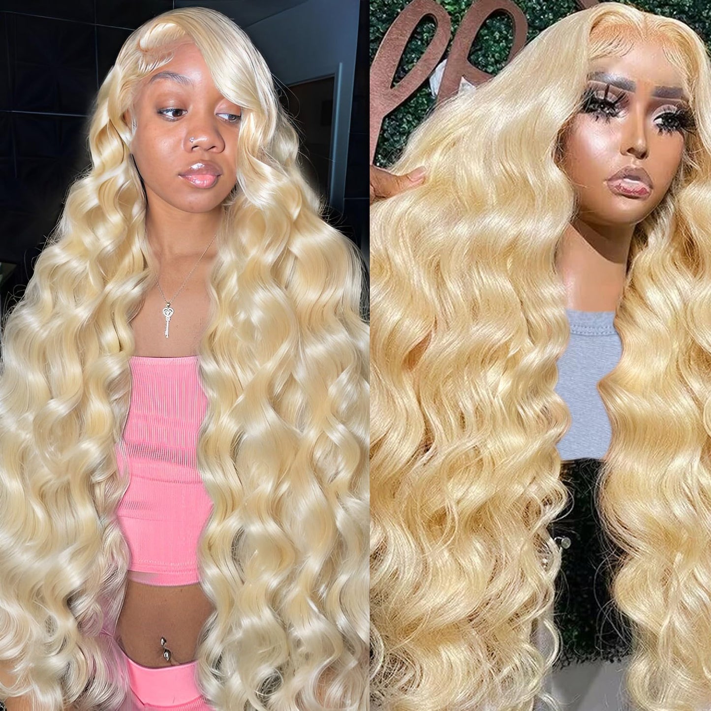 Huangcai 613 Lace Front Wig Human Hair, 26Inch 13X6 Blonde Lace Front Wigs Human Hair, 613 Body Wave Hd Transparent Lace Frontal