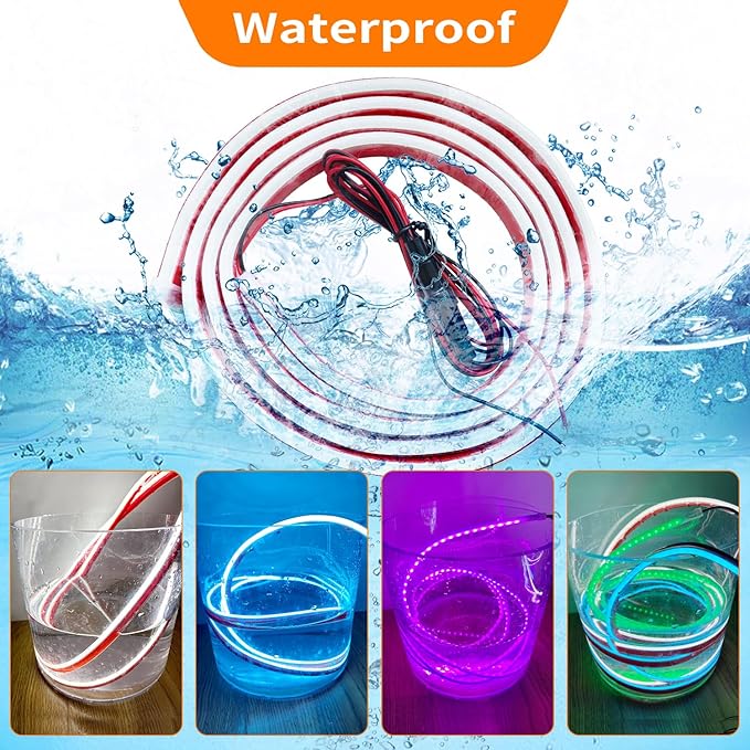 Car Hood LED Light Strip Exterior Flexible Dynamic Scan Daytime Running for Hoodbeam Kit 12v Silicone Waterproof Lights for Cars SUVs(White,59IN)