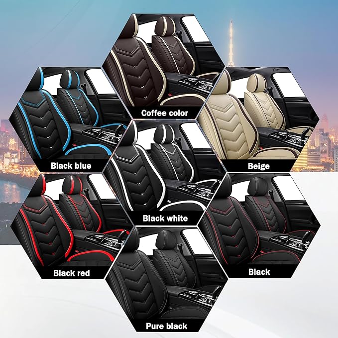 CTDS Car Seat Covers for Toyota Corolla 2000-2026, Stylish Sport Seat Cover, Premium Nappa Leather Car Seat Cover. Automobile Seat Covers Sets.(Standard 5 Seats/Black Red)