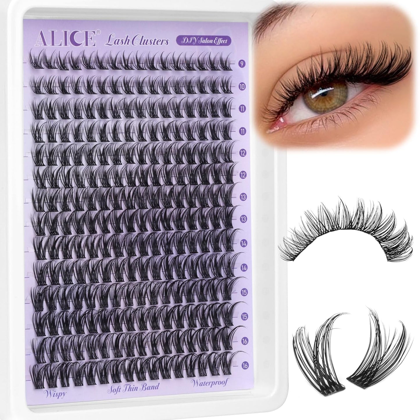 ALICE Wispy Lash Clusters | 168 Pcs | 10-18mm Natural Volume Extensions