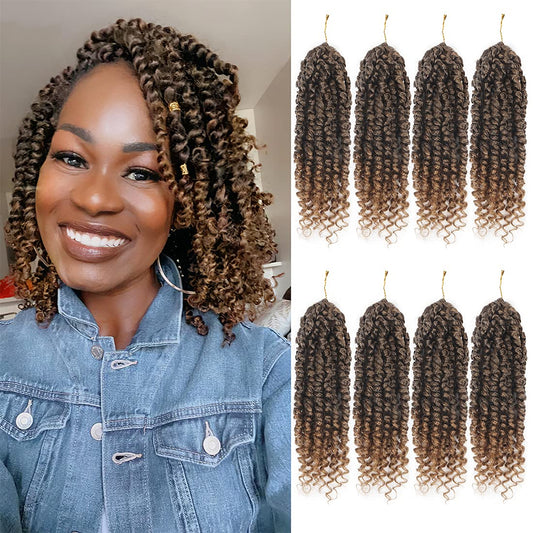 Pre-Twisted Passion Twist Crochet Hair 10 Inch 8 Packs Crochet Passion Twists Hair, Pre Looped Short Passion Twist Hair Ombre Cr
