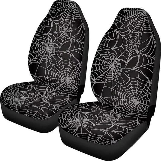 ELEQIN Cobweb Front Car Seat Covers 2pcs, Gothic Automotive Seat Covers Car Accessories Universal Size Fit for Most Cars,SUVs&Trucks&Vans