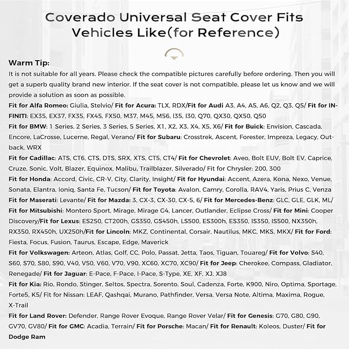 Coverado Front Seat Covers, 2 PCS Leather Seat Cover, Black Seat Cover for Cars, Waterproof Car Seat Cover, Car Seat Protector, Driver Seat Covers Seat Cushion Universal Fit for Most Vehicles (Black)