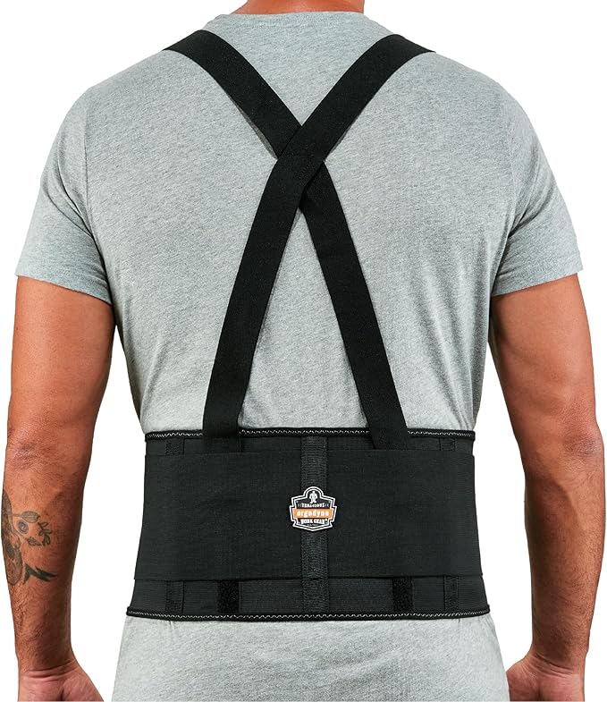 Ergodyne ProFlex 1650 Back Support Belt, 7.5" Elastic, Adjustable, Removeable Straps, Black, 2X-Large