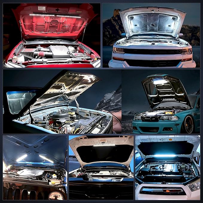 Nilight Under Hood Light Strip 30LED Waterproof Underhood Work Light with On/Off Switch Blade Fuse Engine Bay Repair Light White 12V for Car Truck SUV